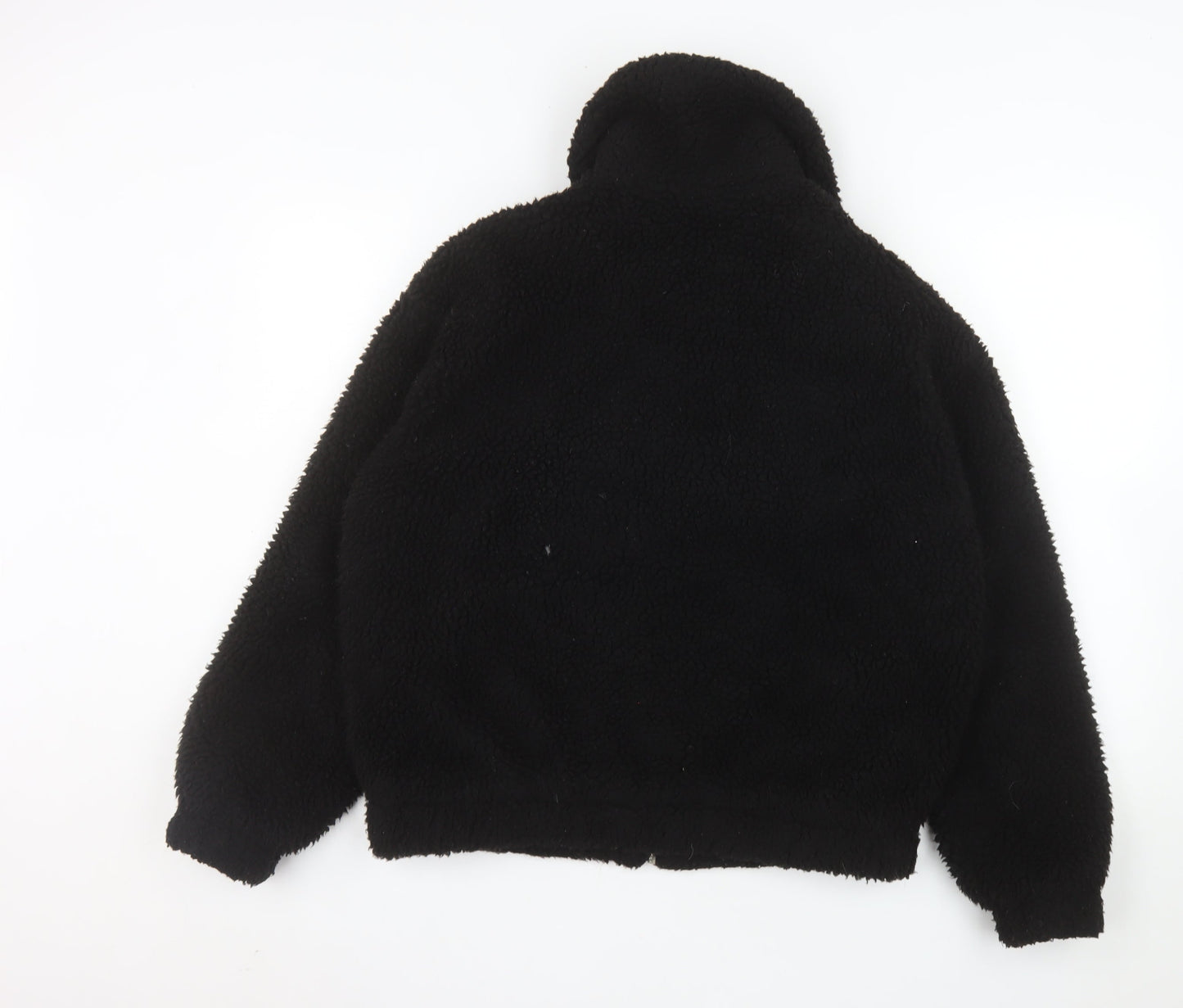 New Look Women Black Sherpa Fleece Jacket Size S Full Zip Warm