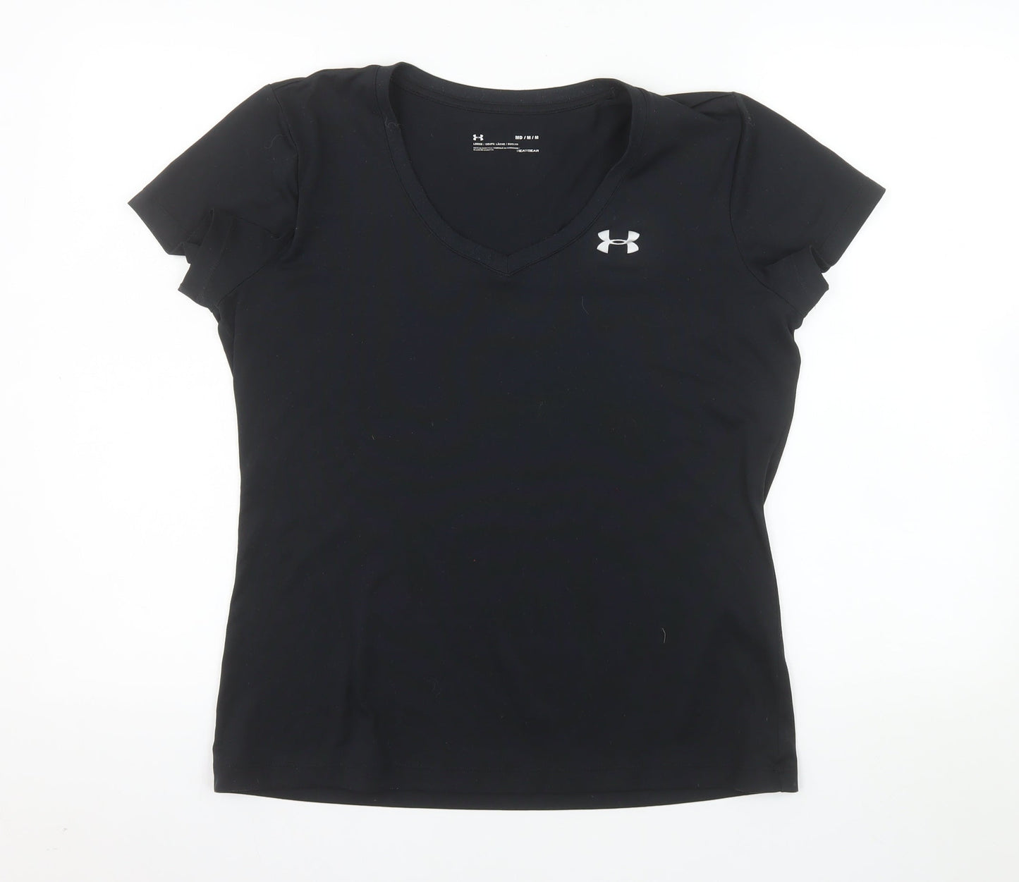 Under Armour Womens Black V-Neck Short Sleeve Activewear T-Shirt M