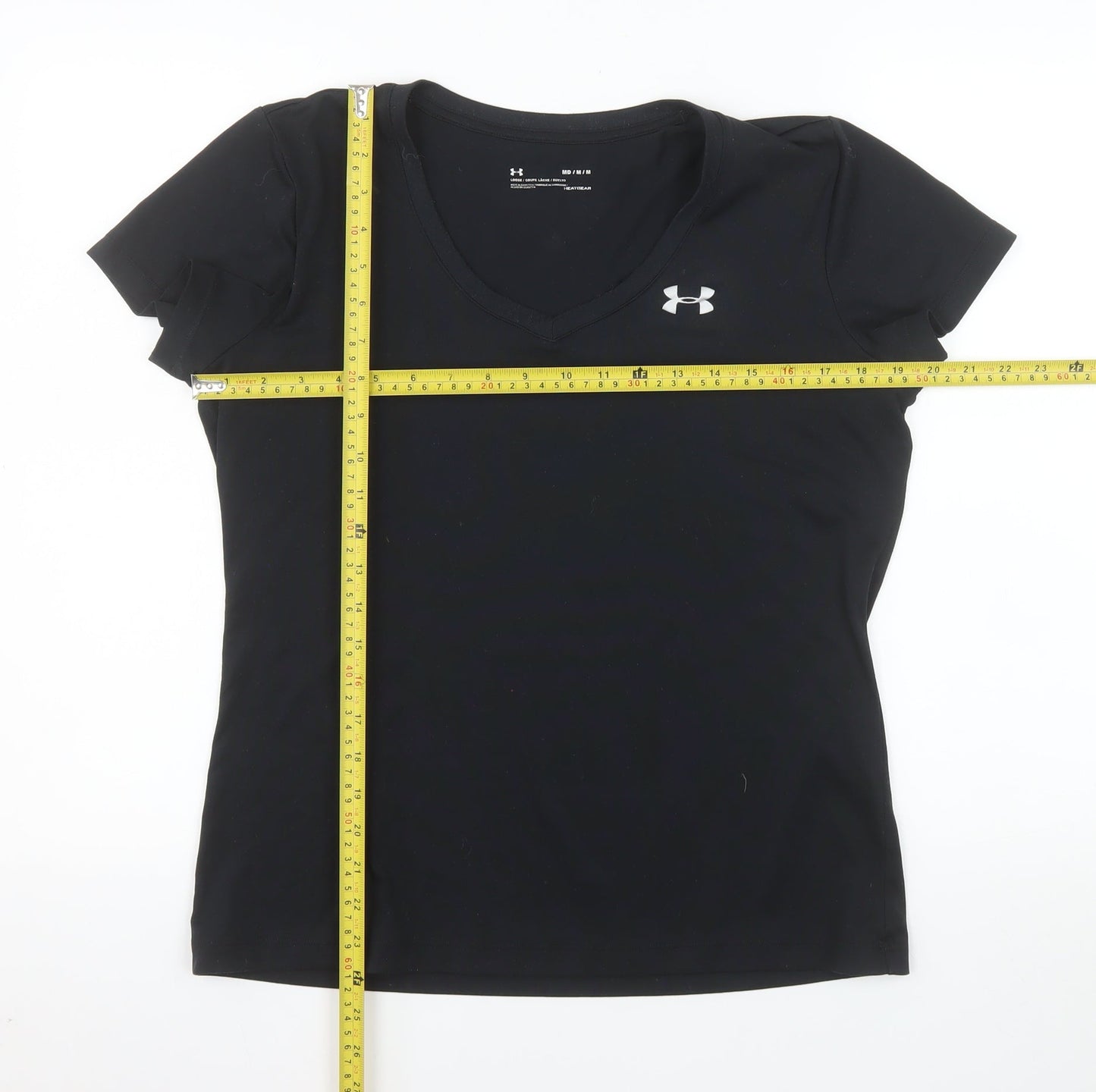 Under Armour Womens Black V-Neck Short Sleeve Activewear T-Shirt M