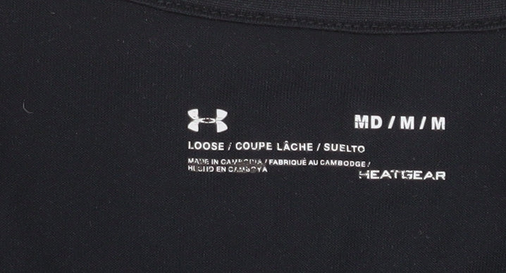 Under Armour Womens Black V-Neck Short Sleeve Activewear T-Shirt M