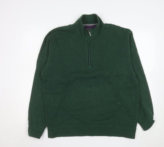 Orvis Men's Green 1/4 Zip Cotton Pullover Sweatshirt Size L