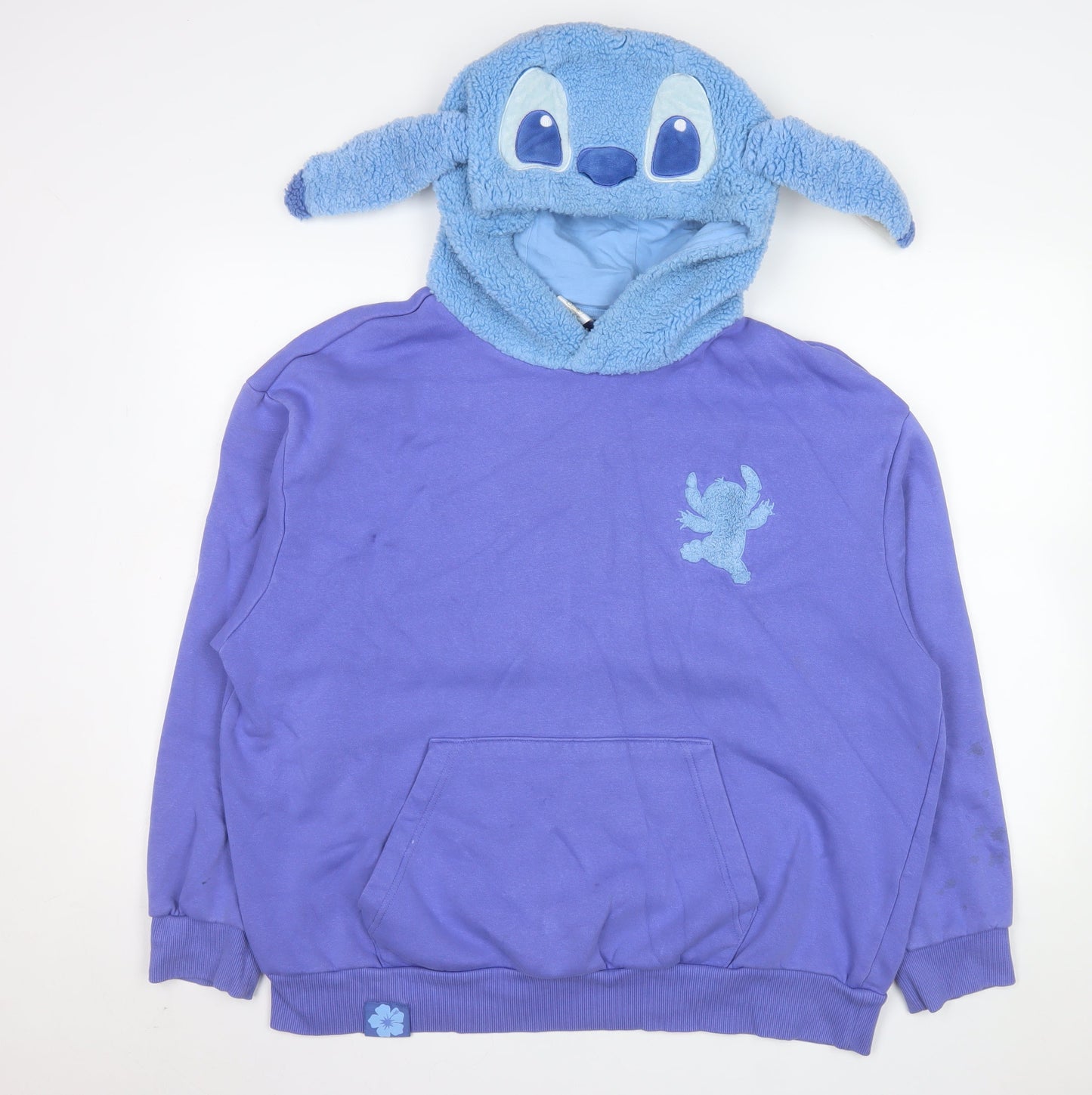 Disney Women Purple Stitch Hoodie XL Pullover Hooded Sweatshirt