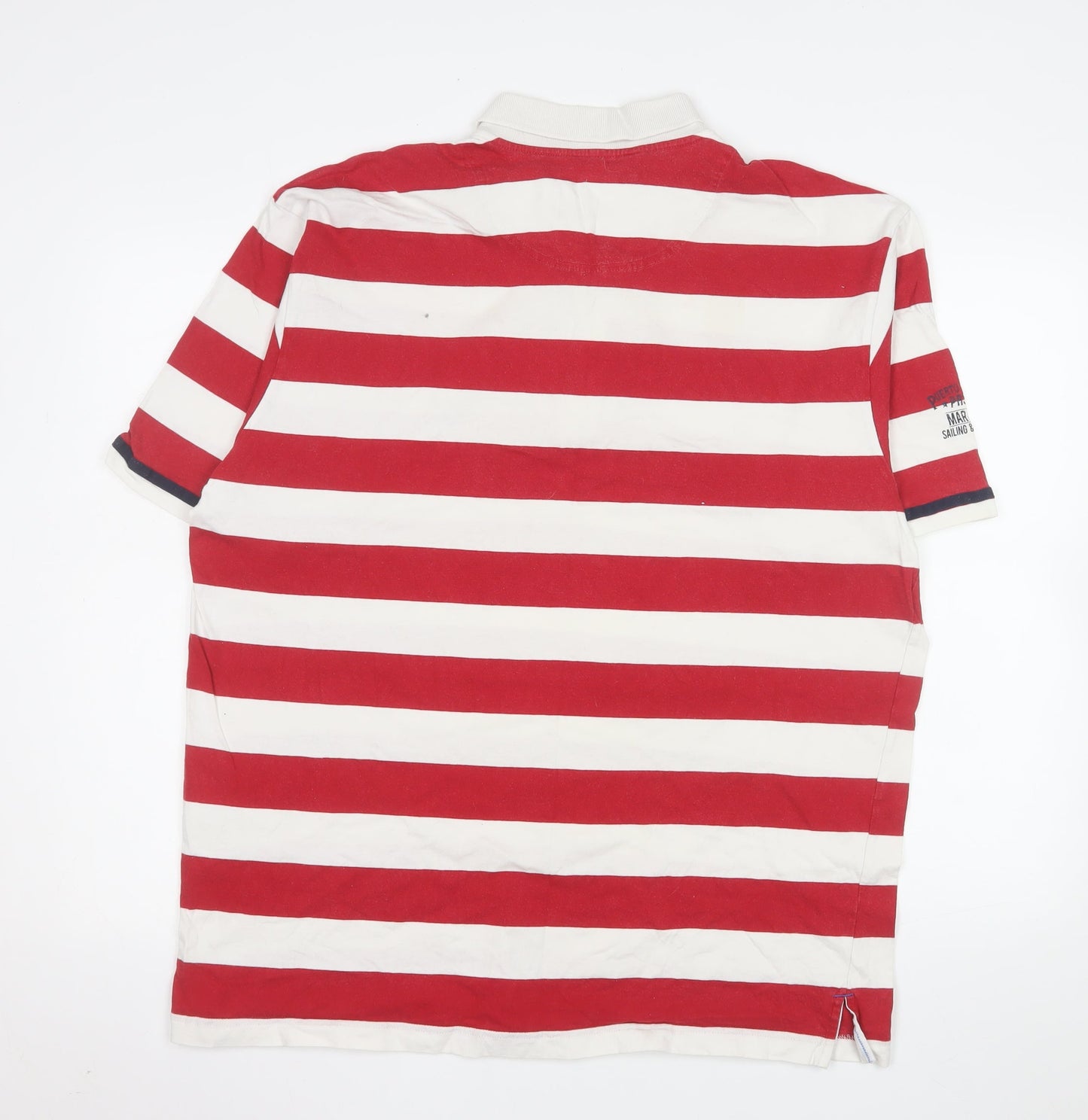 Puerto Cortes Men's Red White Striped 2XL Cotton Polo Shirt