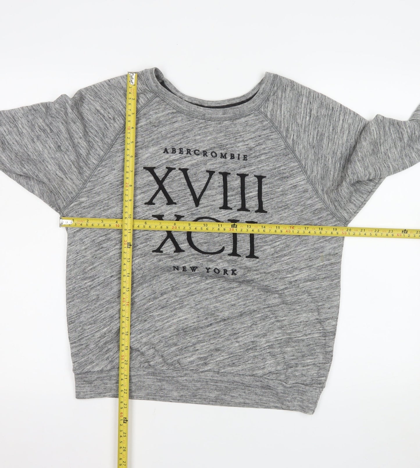 Abercrombie & Fitch Men's Grey Crew Neck Long Sleeve Sweatshirt M