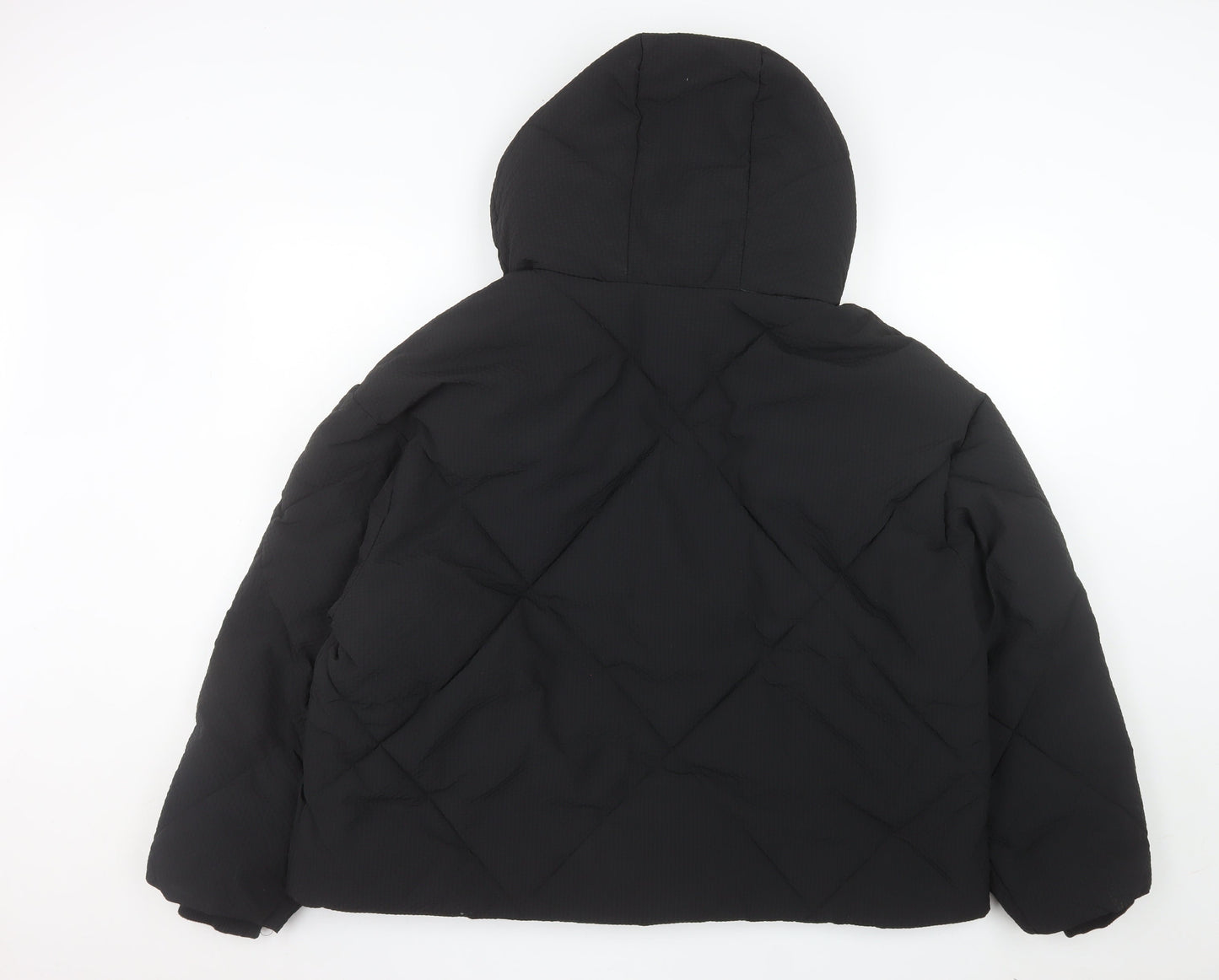 Next Women's Black Puffer Jacket M Hooded Lined Winter Coat