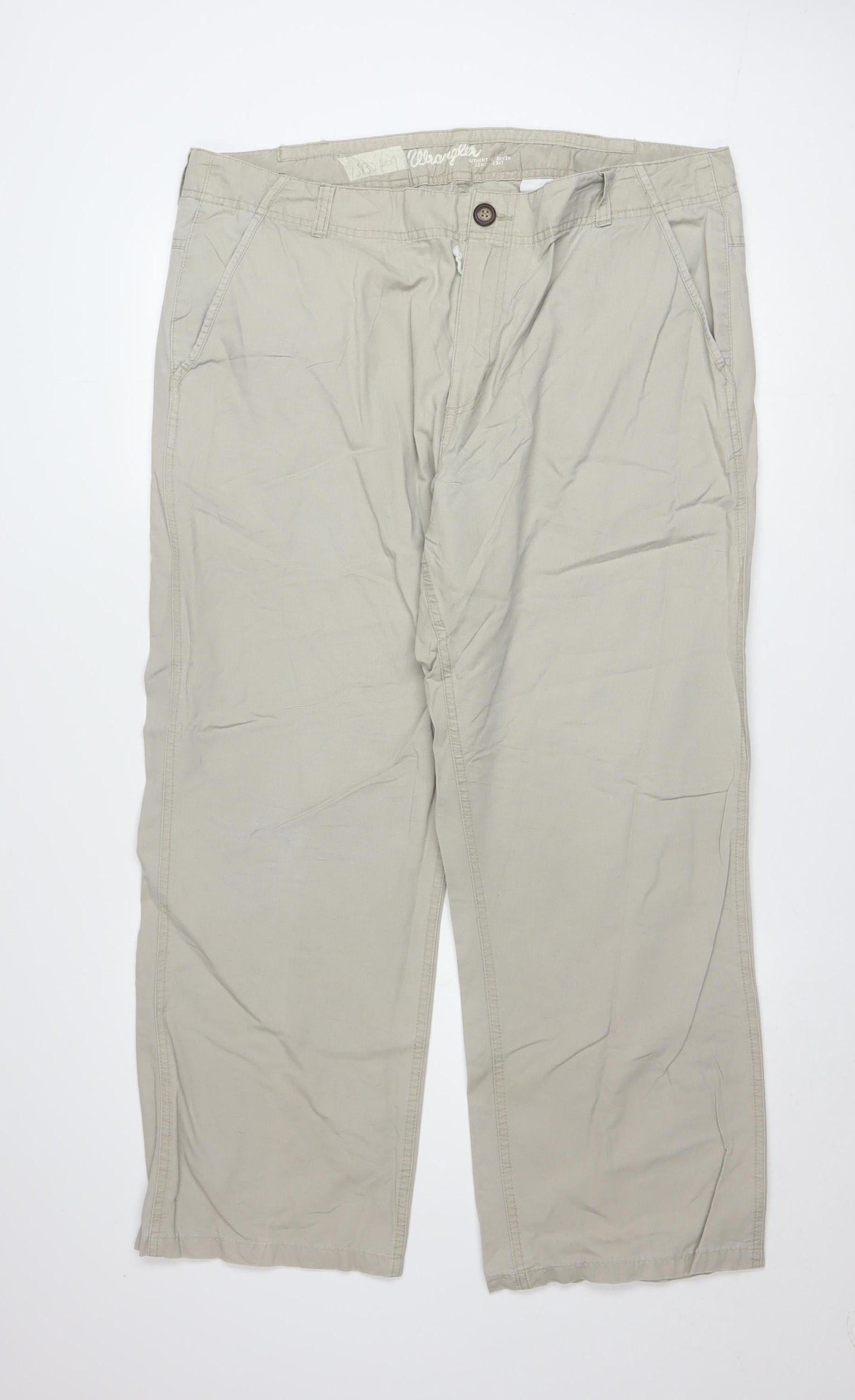 Wrangler Men's Beige Chino Trousers W38 L34 Regular Fit