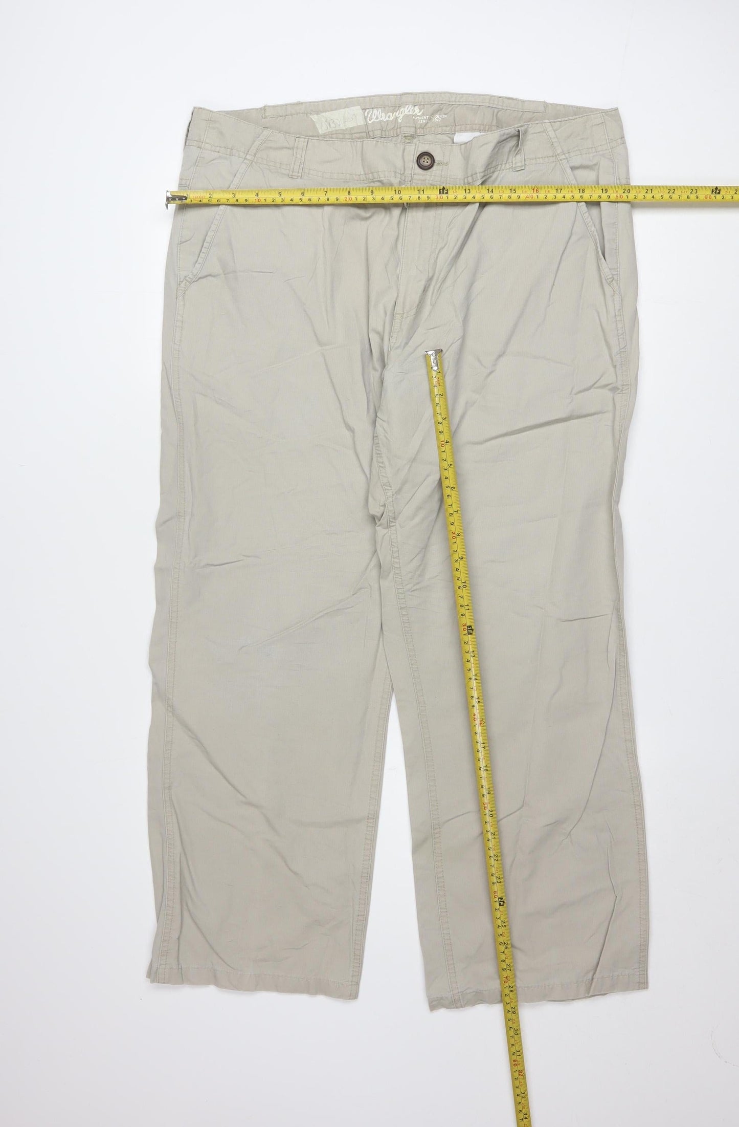 Wrangler Men's Beige Chino Trousers W38 L34 Regular Fit