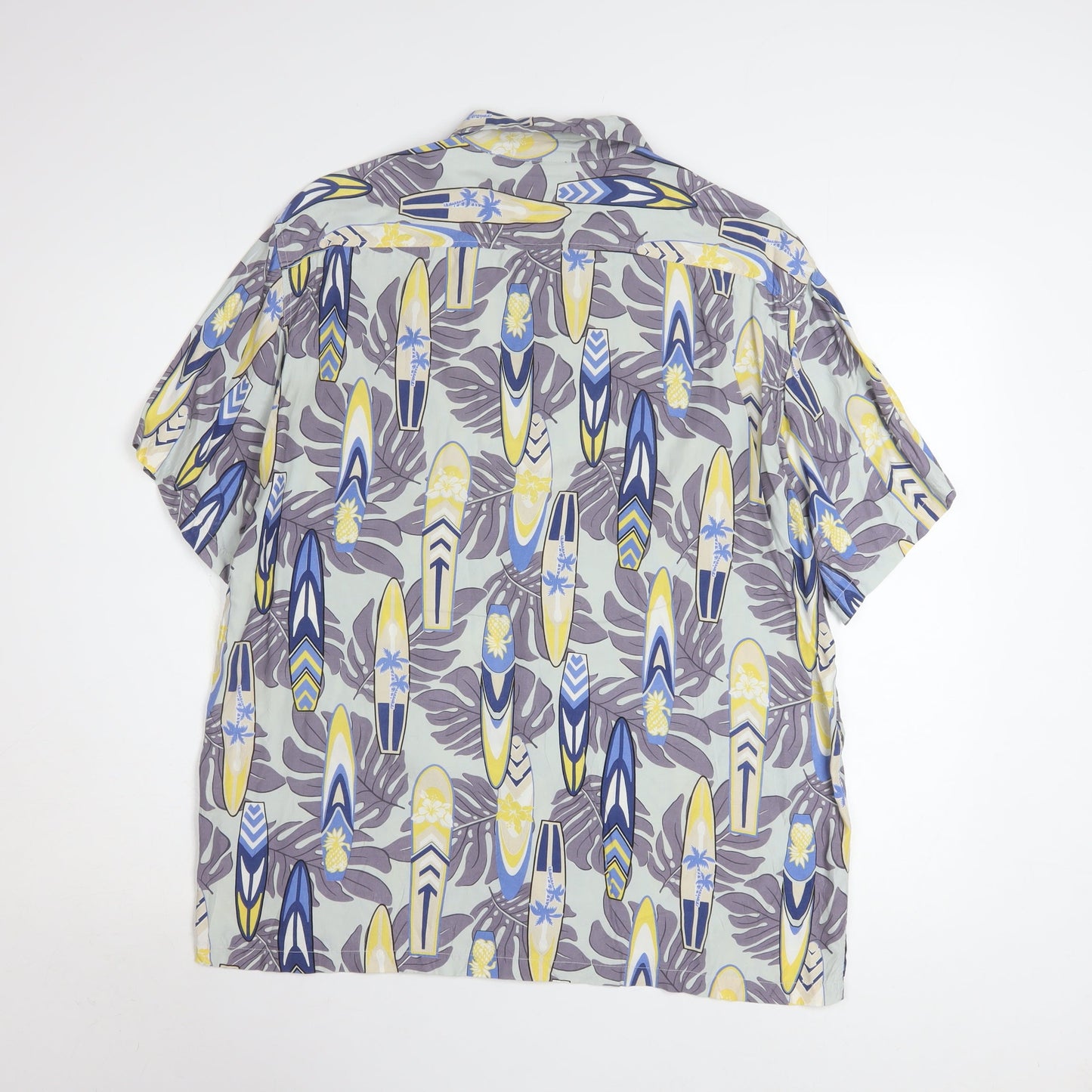 Kearney House Men's Blue Hawaiian Short Sleeve Shirt L Cotton