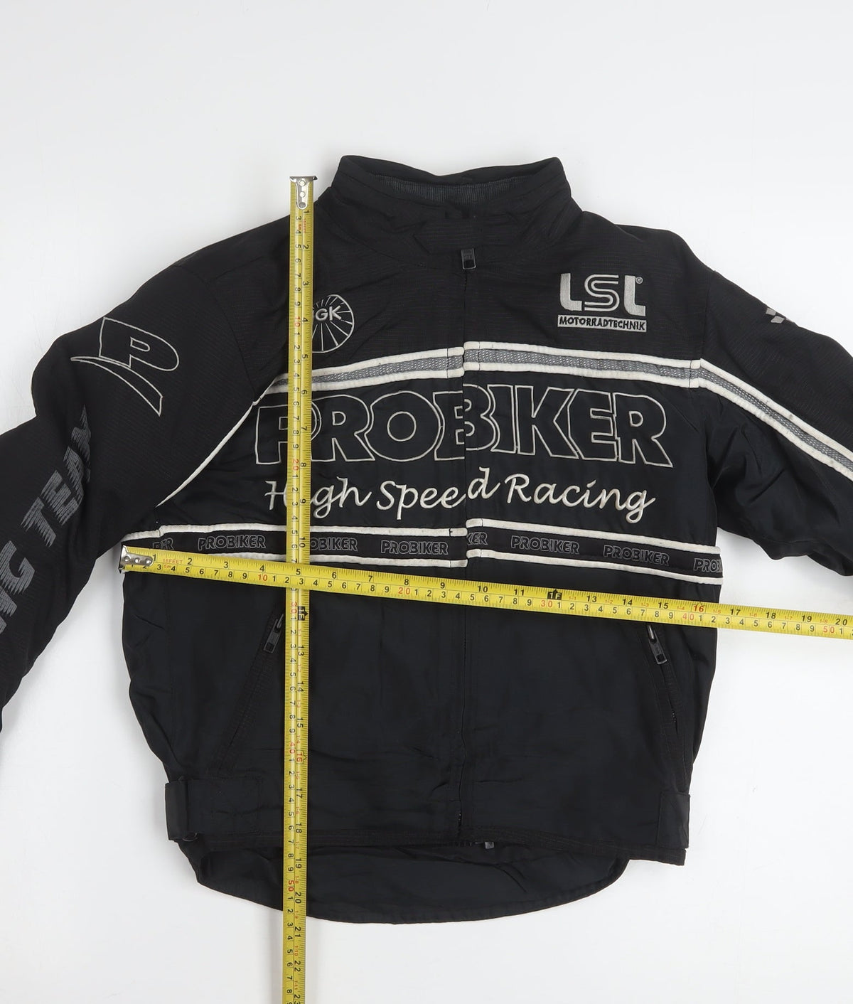 Probiker Boys Black XS Motorcycle Racing Jacket with Embroidered Logos