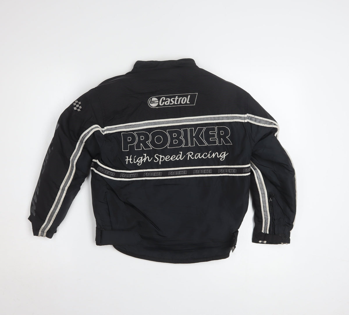 Probiker Boys Black XS Motorcycle Racing Jacket with Embroidered Logos