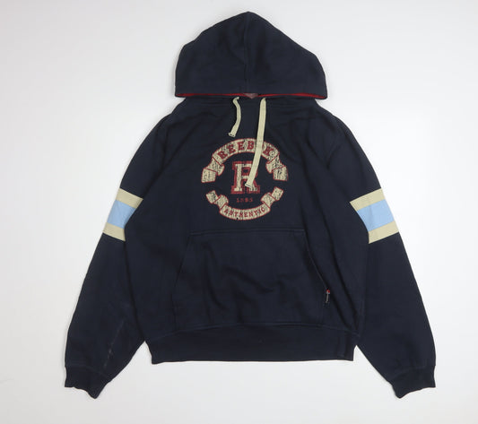 Reebok Men's Blue Pullover Hoodie L Fleece Sports Logo Vintage