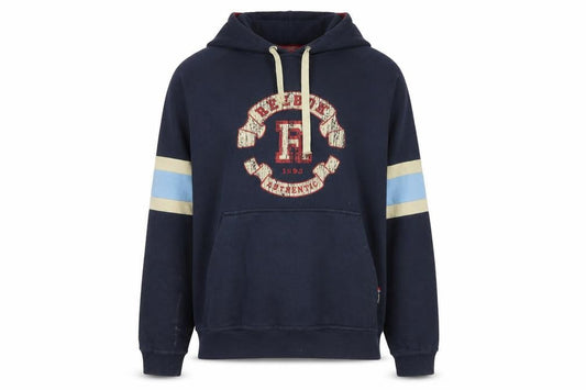 Reebok Men's Blue Pullover Hoodie L Fleece Sports Logo Vintage