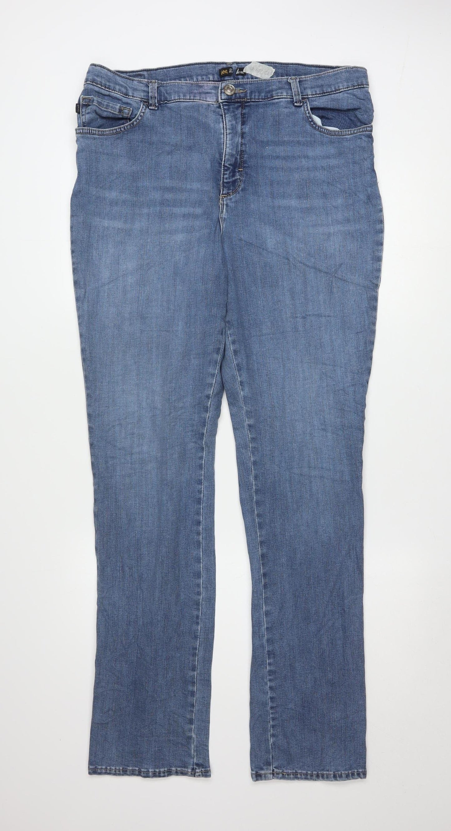 Lee Women's Blue Straight Leg Denim Jeans Size 16 Regular