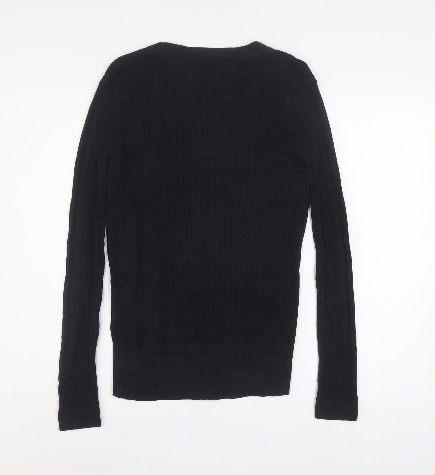 Tommy Hilfiger Women's Black V-Neck Cotton Pullover Jumper M