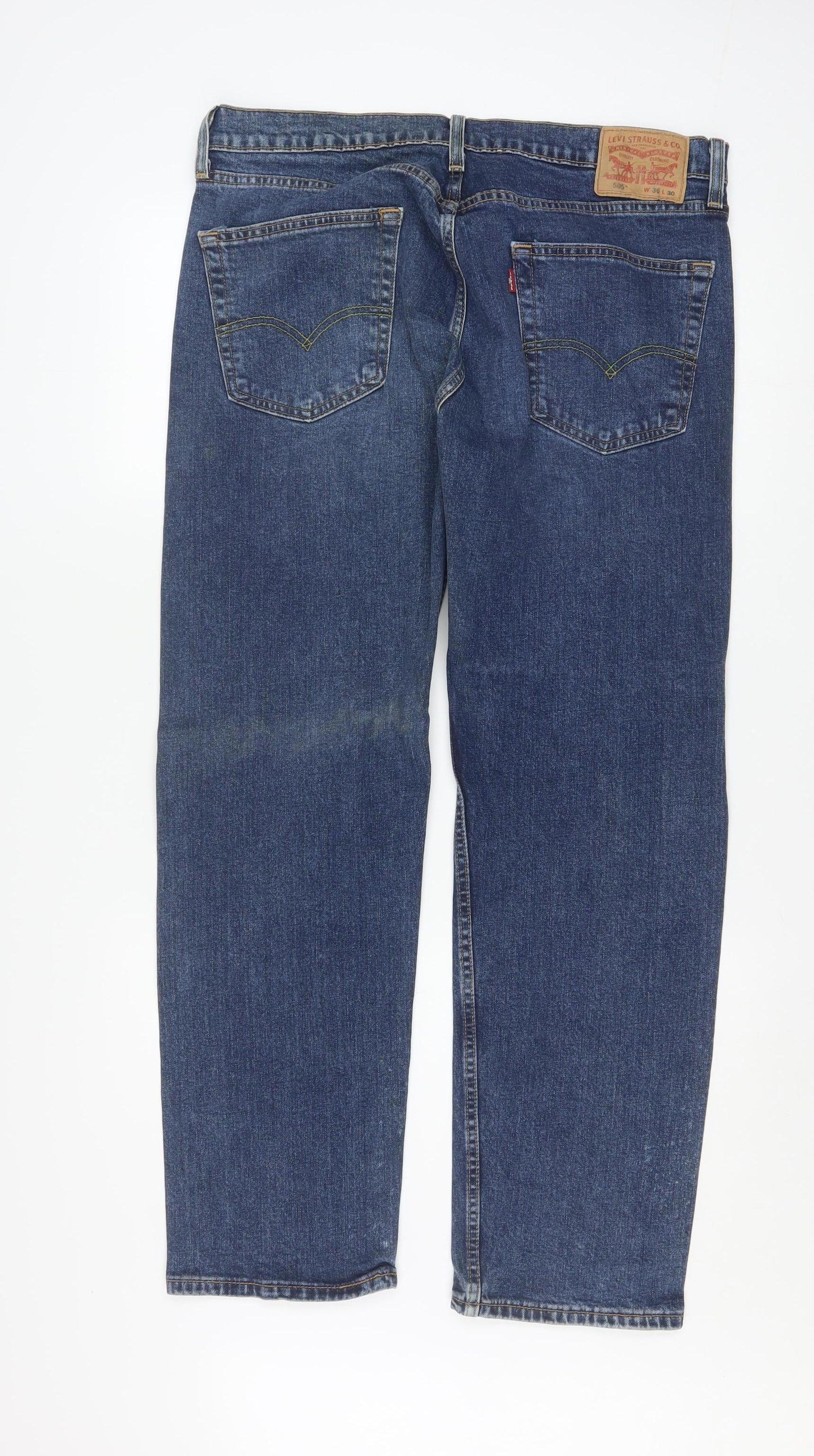 Levi's 505 Men's Blue Denim Straight Jeans 36W 30L Regular Fit
