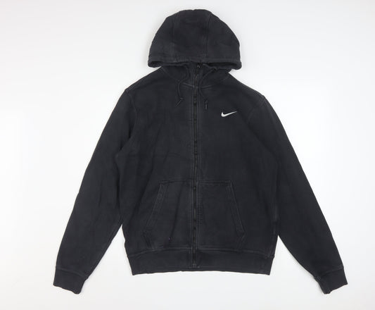 Nike Men's Black Full Zip Hoodie Medium Cotton Fleece