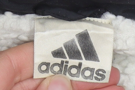 Adidas Men’s Black L Hooded Puffer Jacket Coat Nylon Winter Zip Logo