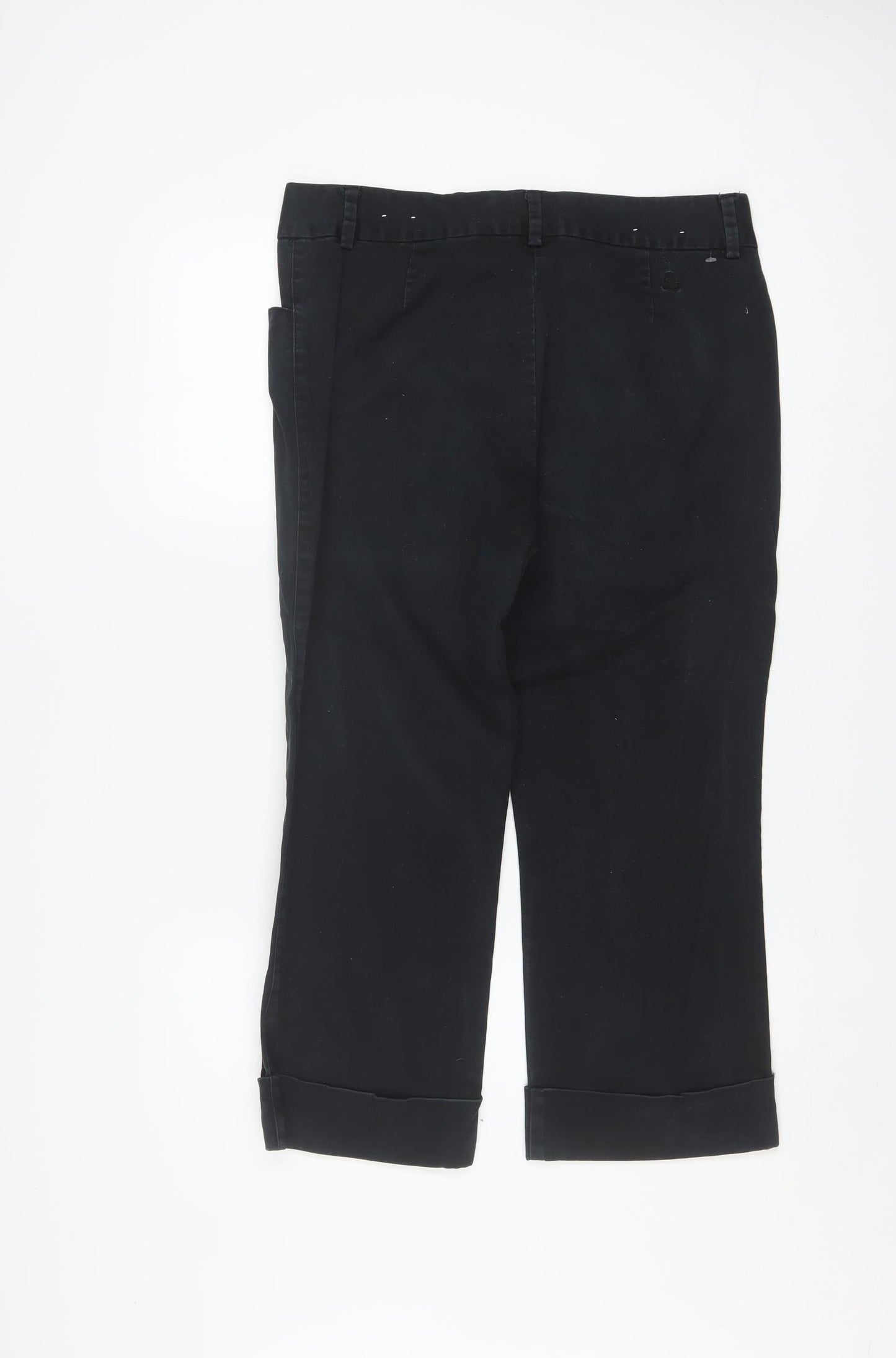 Tommy Hilfiger Women's Black Cropped Stretch Cotton Trousers Size 12