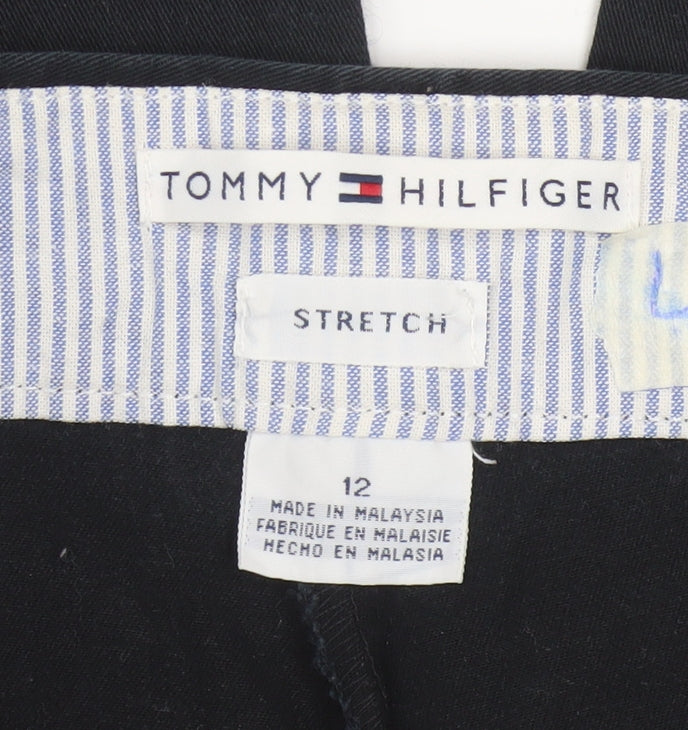 Tommy Hilfiger Women's Black Cropped Stretch Cotton Trousers Size 12