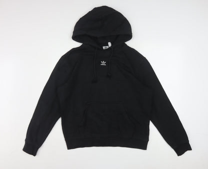 Additional front view of Adidas women’s black hoodie, size UK 12, pullover cotton blend casual