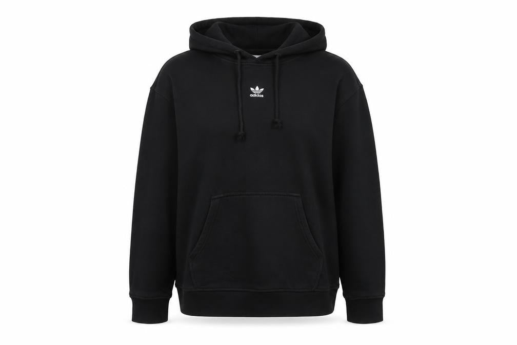 Adidas Womens Black Hoodie Size 12 Pullover Cotton Blend Casual