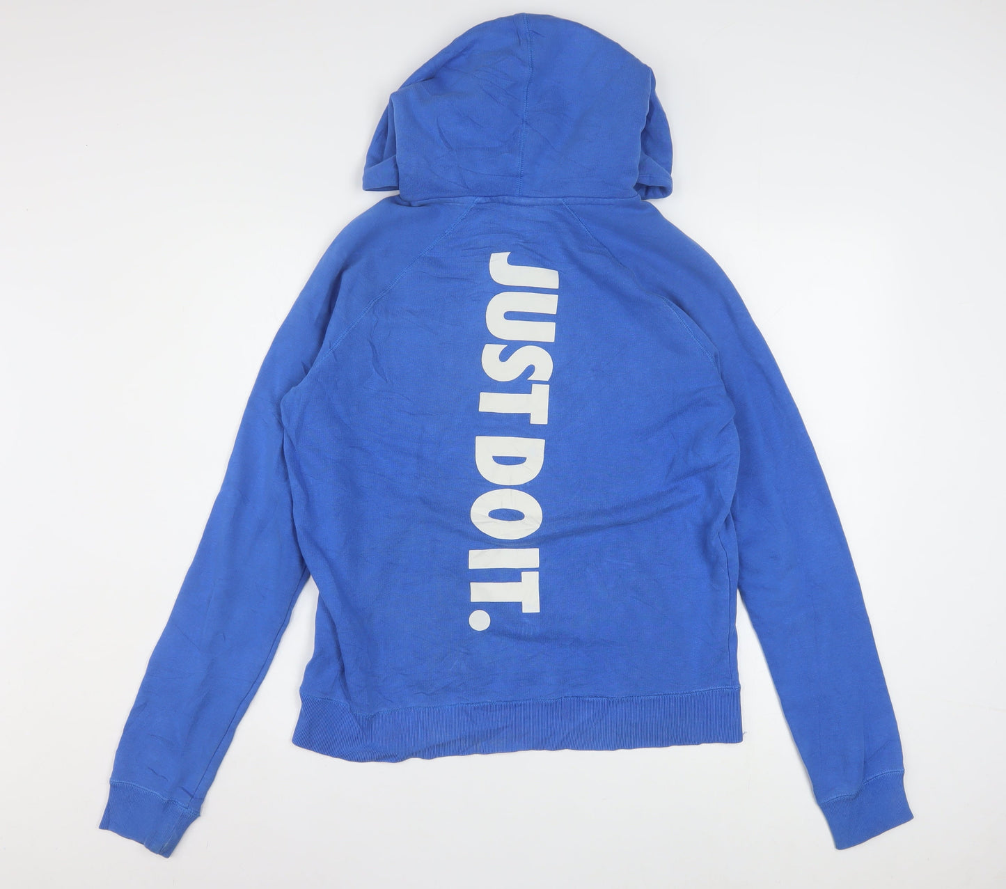 Nike Women's Blue Pullover Hoodie Medium Just Do It Logo Cotton Blend