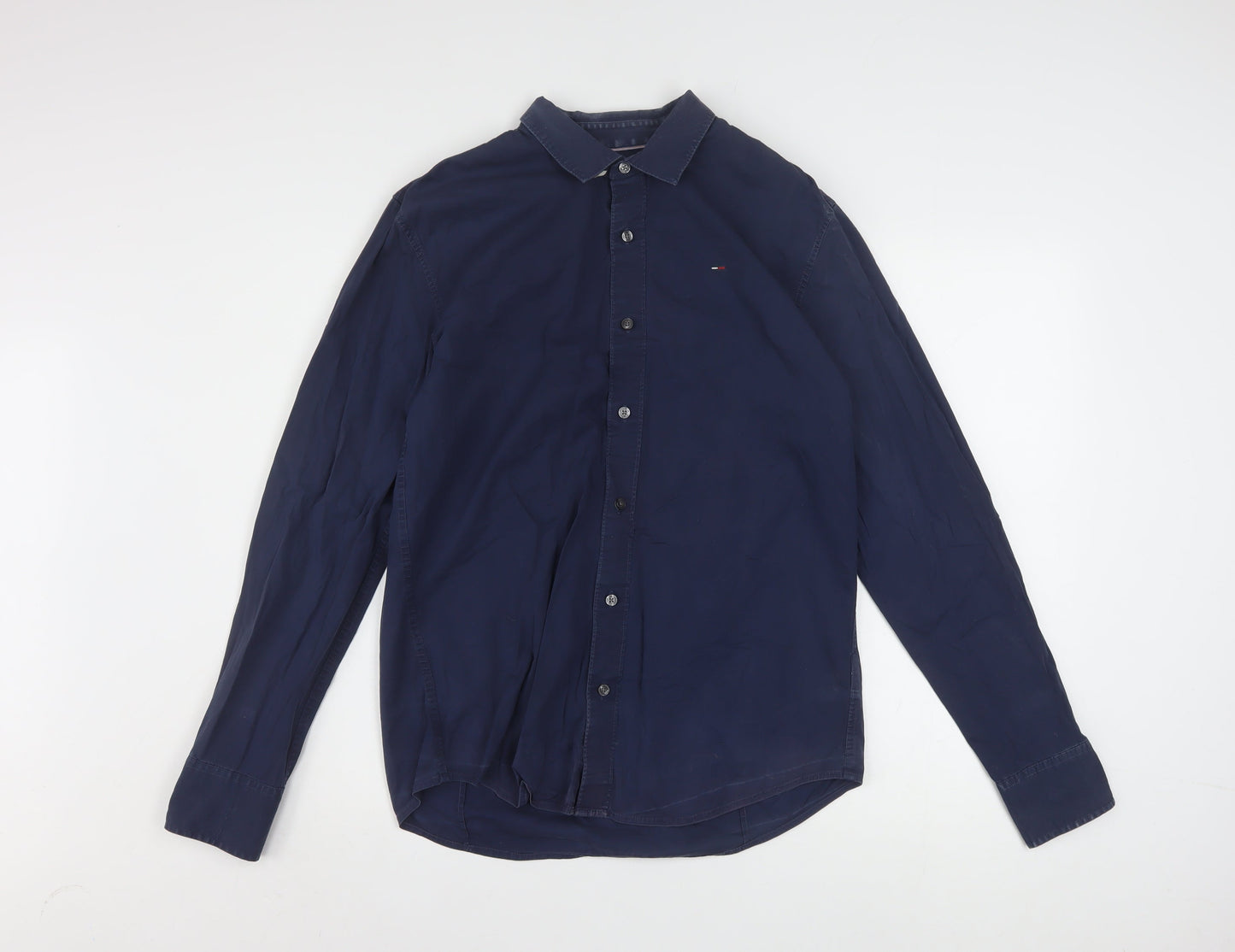 Hilfiger Denim Men's Navy Long Sleeve Button-Up Shirt L Cotton