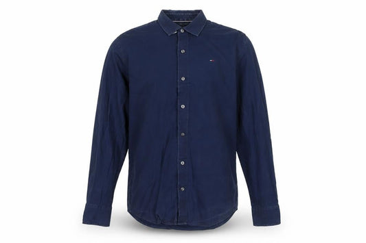 Hilfiger Denim Men's Navy Long Sleeve Button-Up Shirt L Cotton