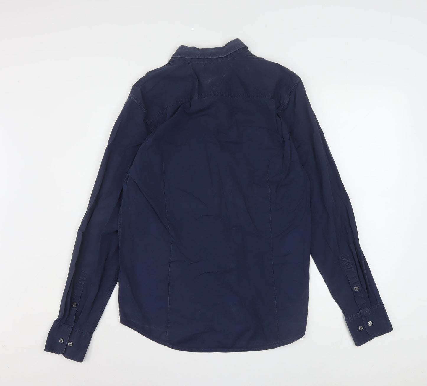 Hilfiger Denim Men's Navy Long Sleeve Button-Up Shirt L Cotton