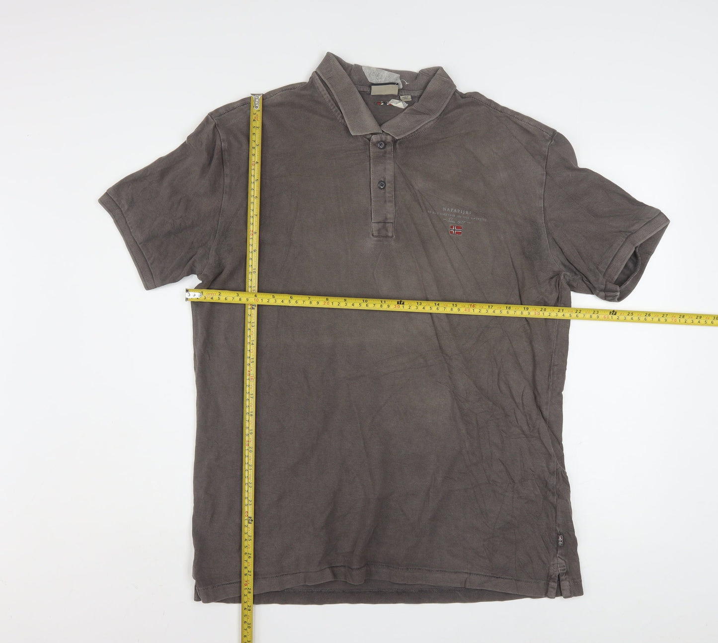 Napapijri Men's Brown Cotton Polo Shirt XL Short Sleeve Casual Top