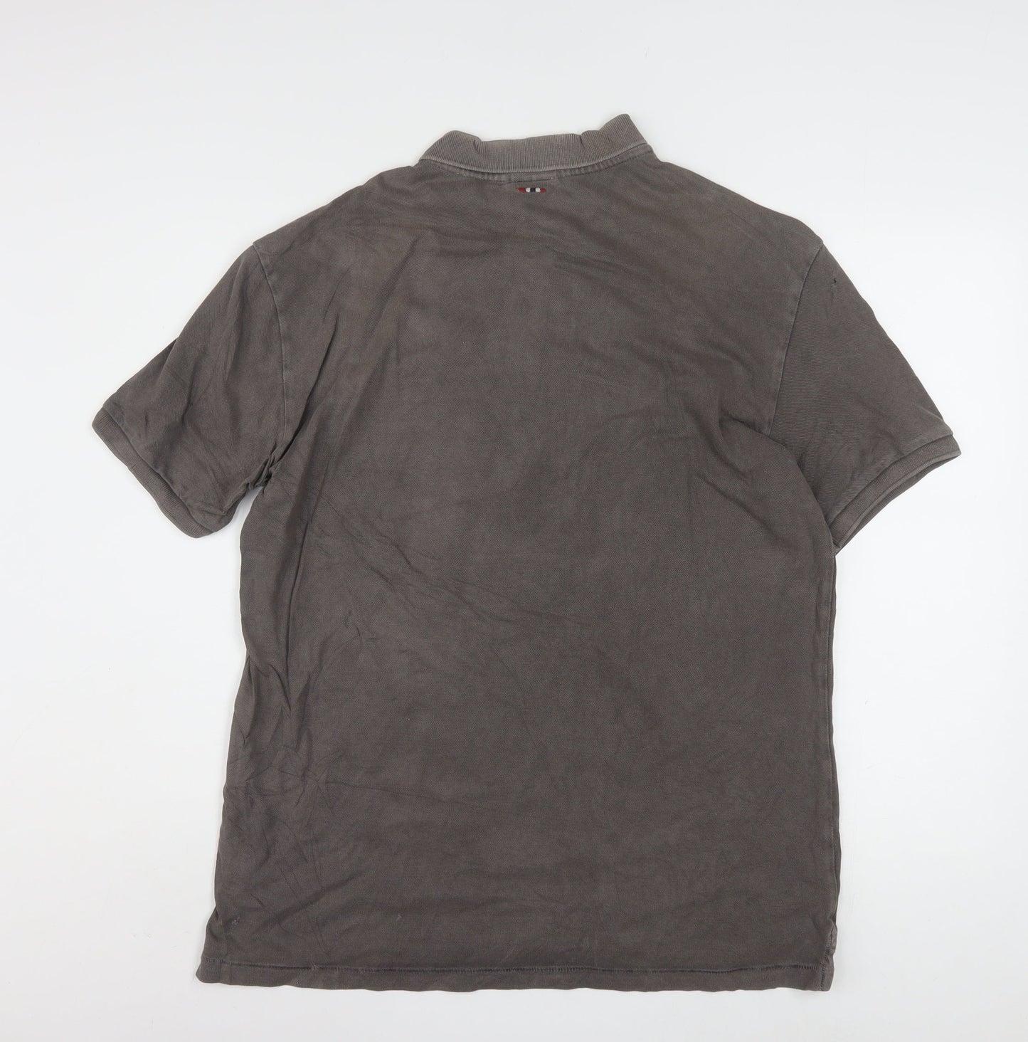 Napapijri Men's Brown Cotton Polo Shirt XL Short Sleeve Casual Top
