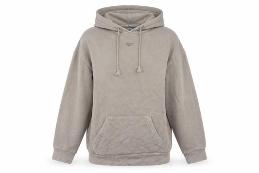 Reebok Women Beige Hooded Pullover Sweatshirt Size M Organic Cotton