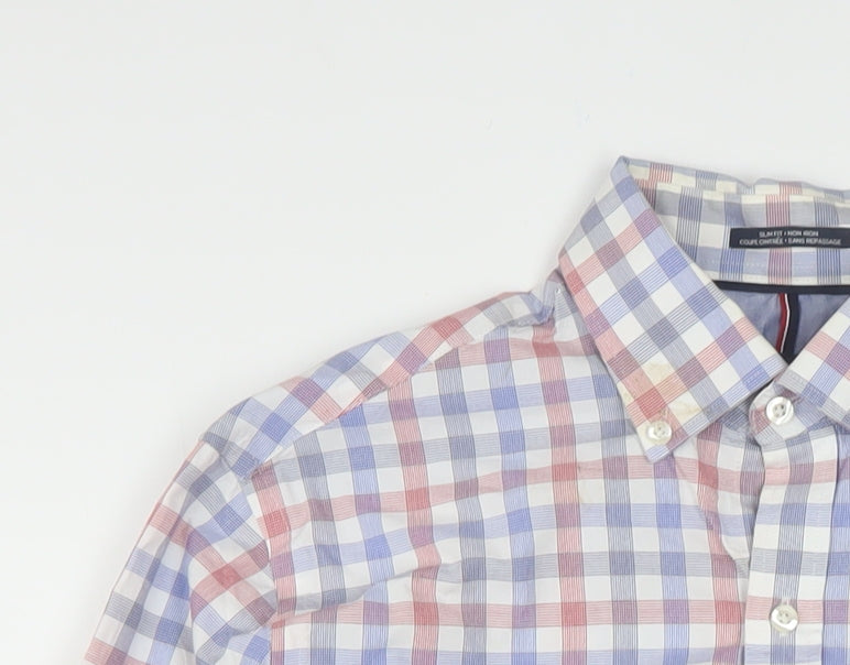Tommy Hilfiger Men's Multicoloured Slim Fit Long Sleeve Check Shirt 14.5