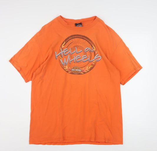 Harley-Davidson Men’s Orange XL Vintage Biker Graphic T-Shirt