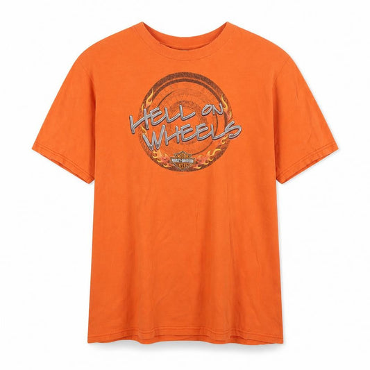 Harley-Davidson Men’s Orange XL Vintage Biker Graphic T-Shirt
