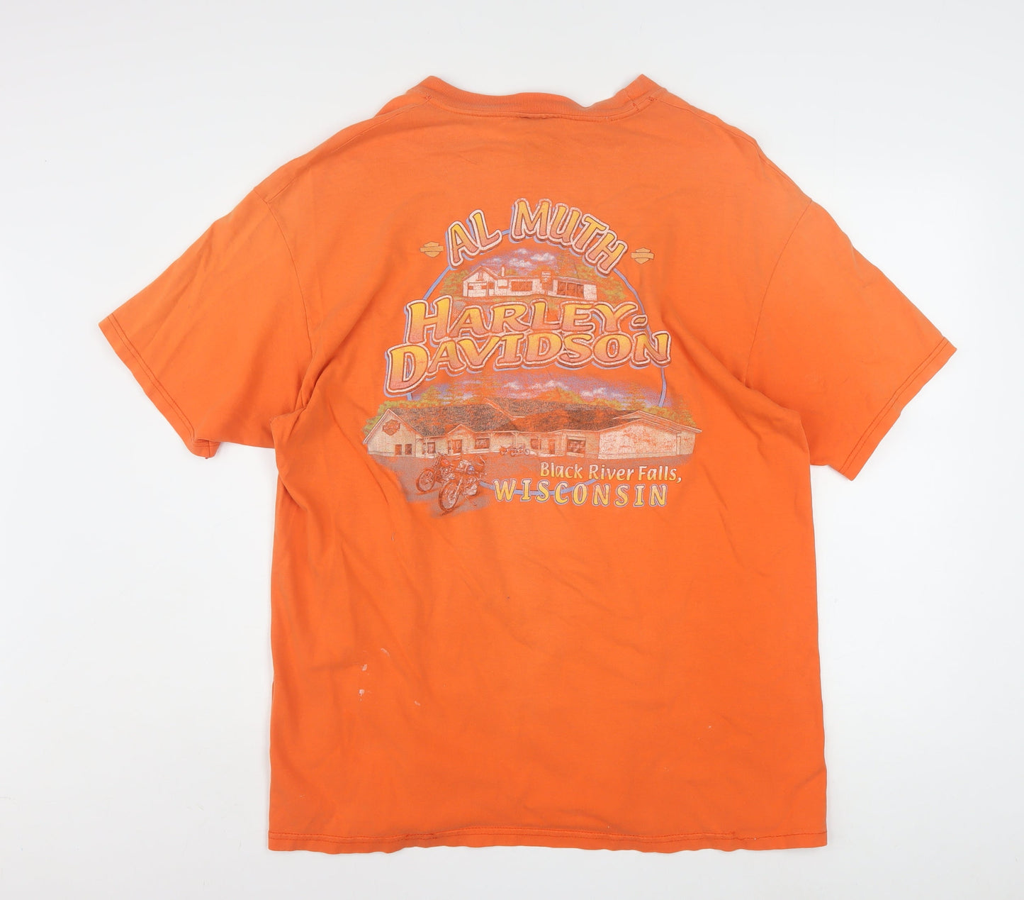 Harley-Davidson Men’s Orange XL Vintage Biker Graphic T-Shirt