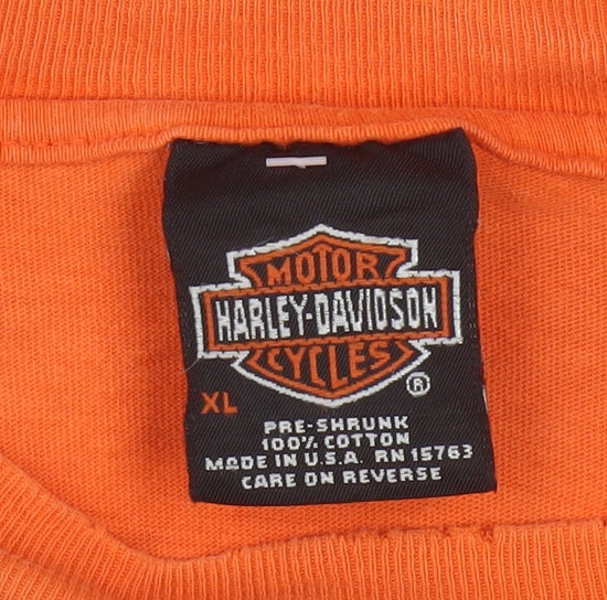 Harley-Davidson Men’s Orange XL Vintage Biker Graphic T-Shirt