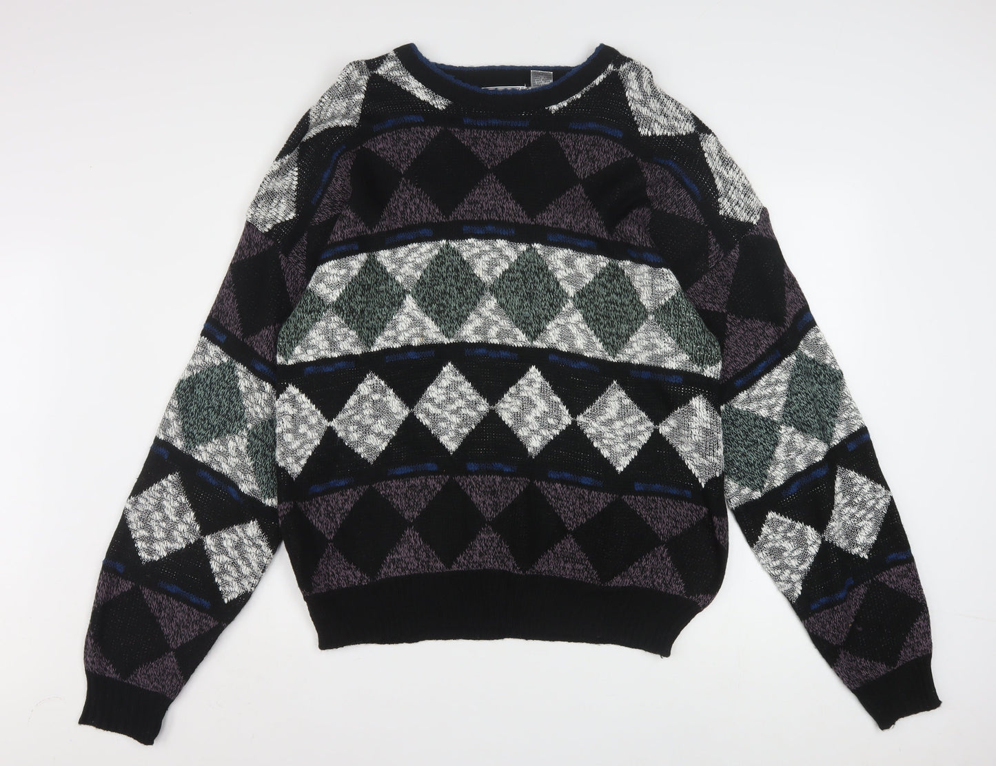 Method Men's Multicoloured Argyle Knit Pullover Jumper L