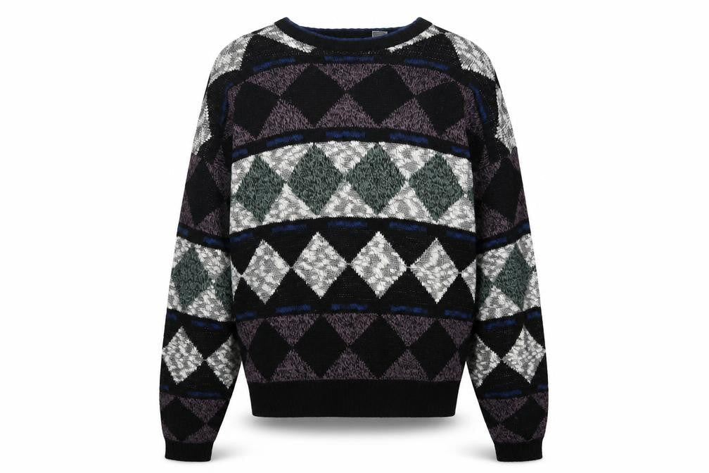 Method Men's Multicoloured Argyle Knit Pullover Jumper L