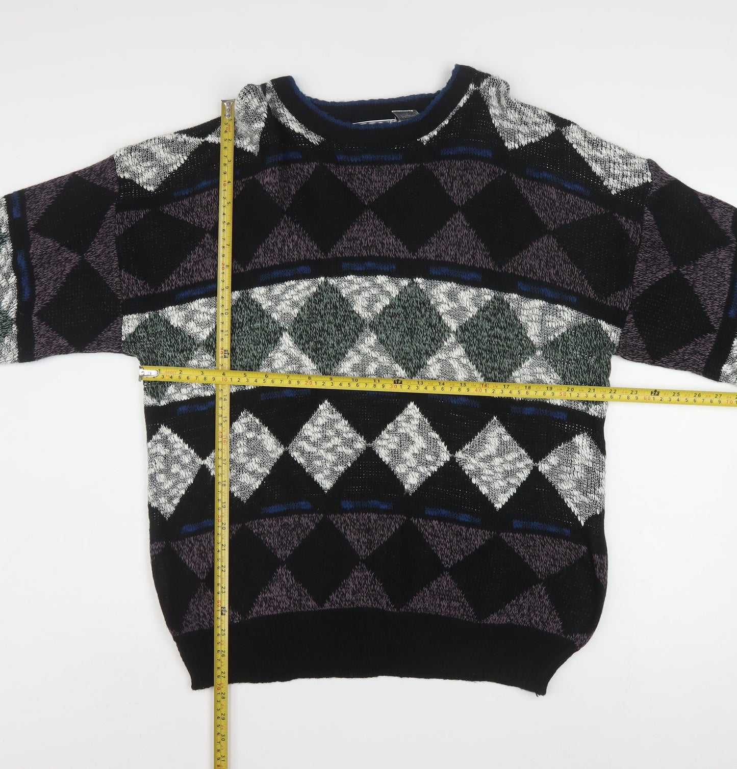 Method Men's Multicoloured Argyle Knit Pullover Jumper L