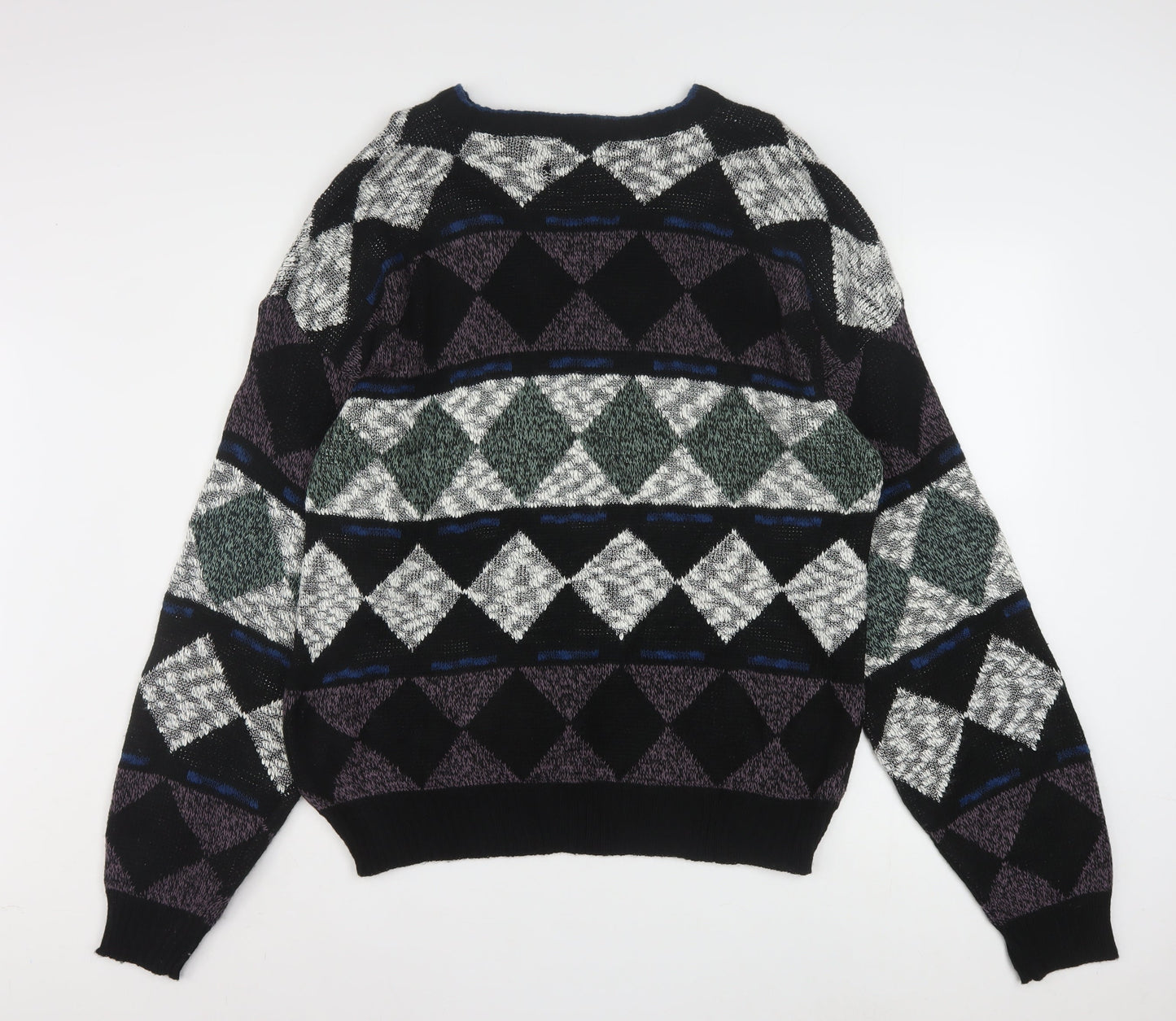 Method Men's Multicoloured Argyle Knit Pullover Jumper L