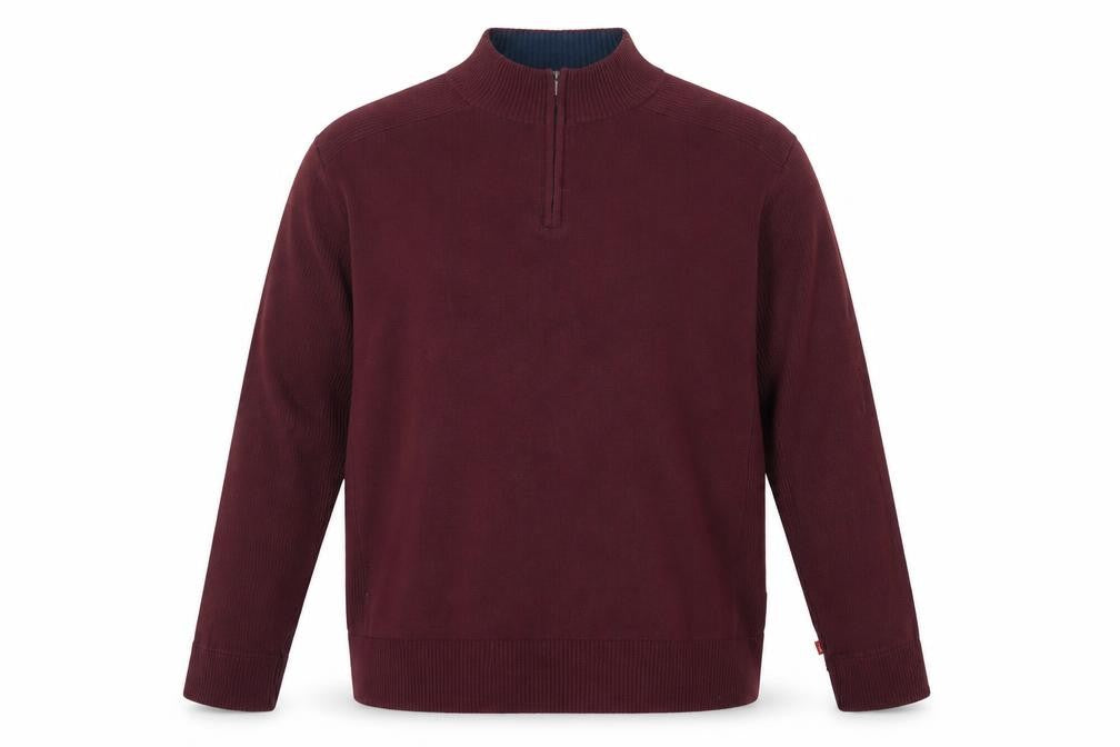 Levi's Men's Red 2XL Half Zip High Neck Cotton Jumper