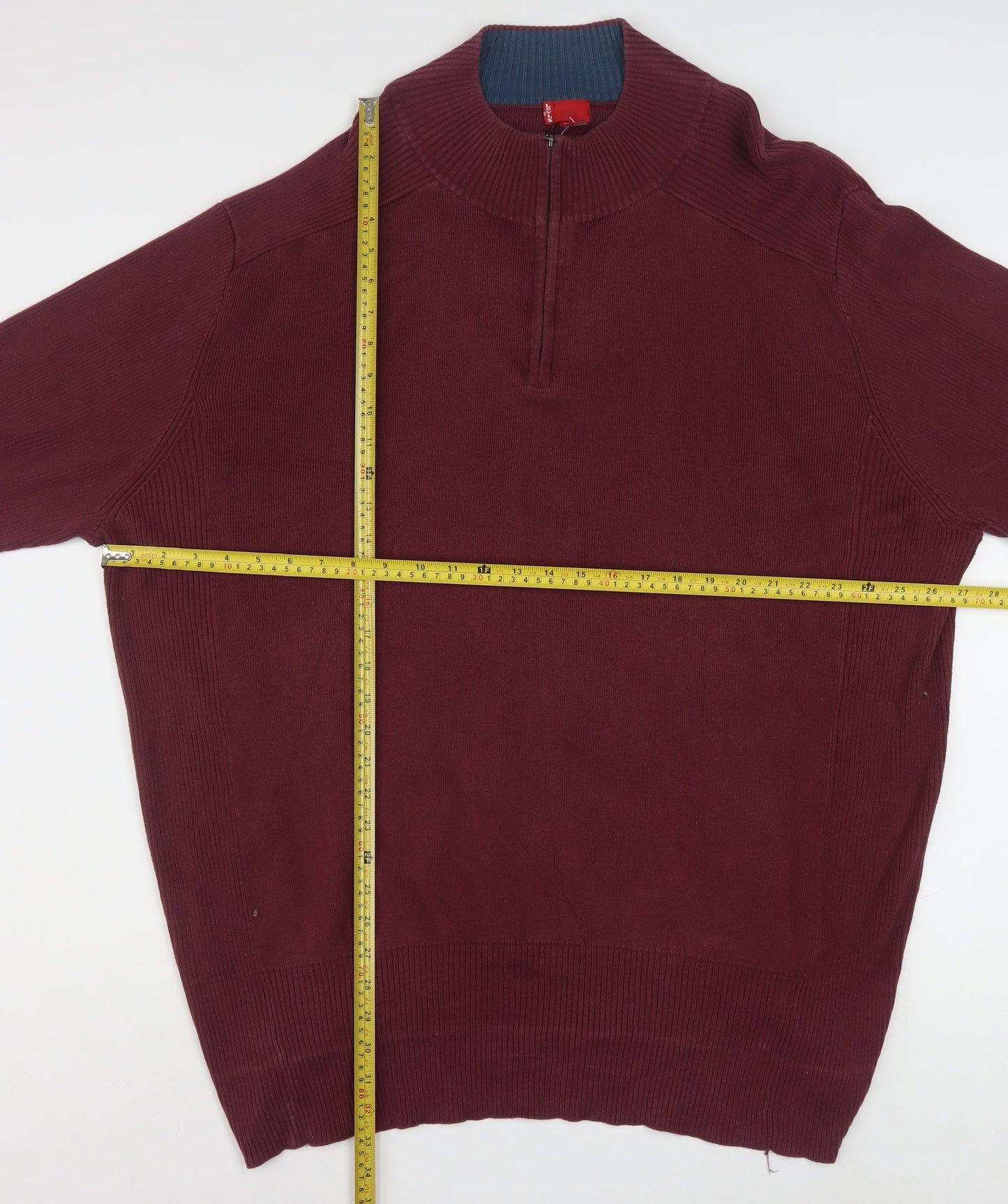 Levi's Men's Red 2XL Half Zip High Neck Cotton Jumper