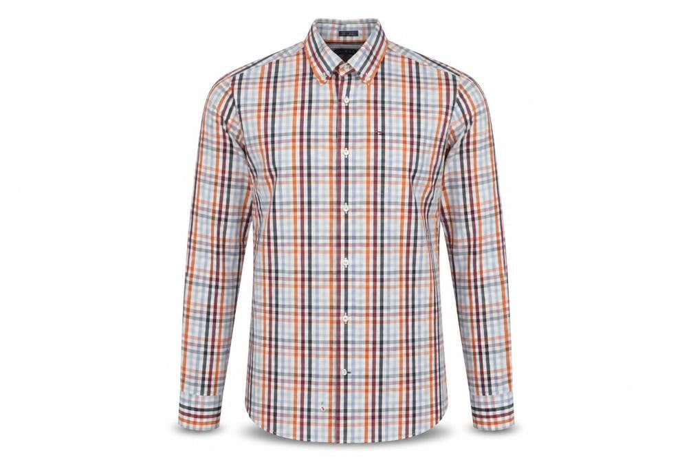 Tommy Hilfiger Men's Multicoloured Check Button-Up Shirt XS Slim Fit