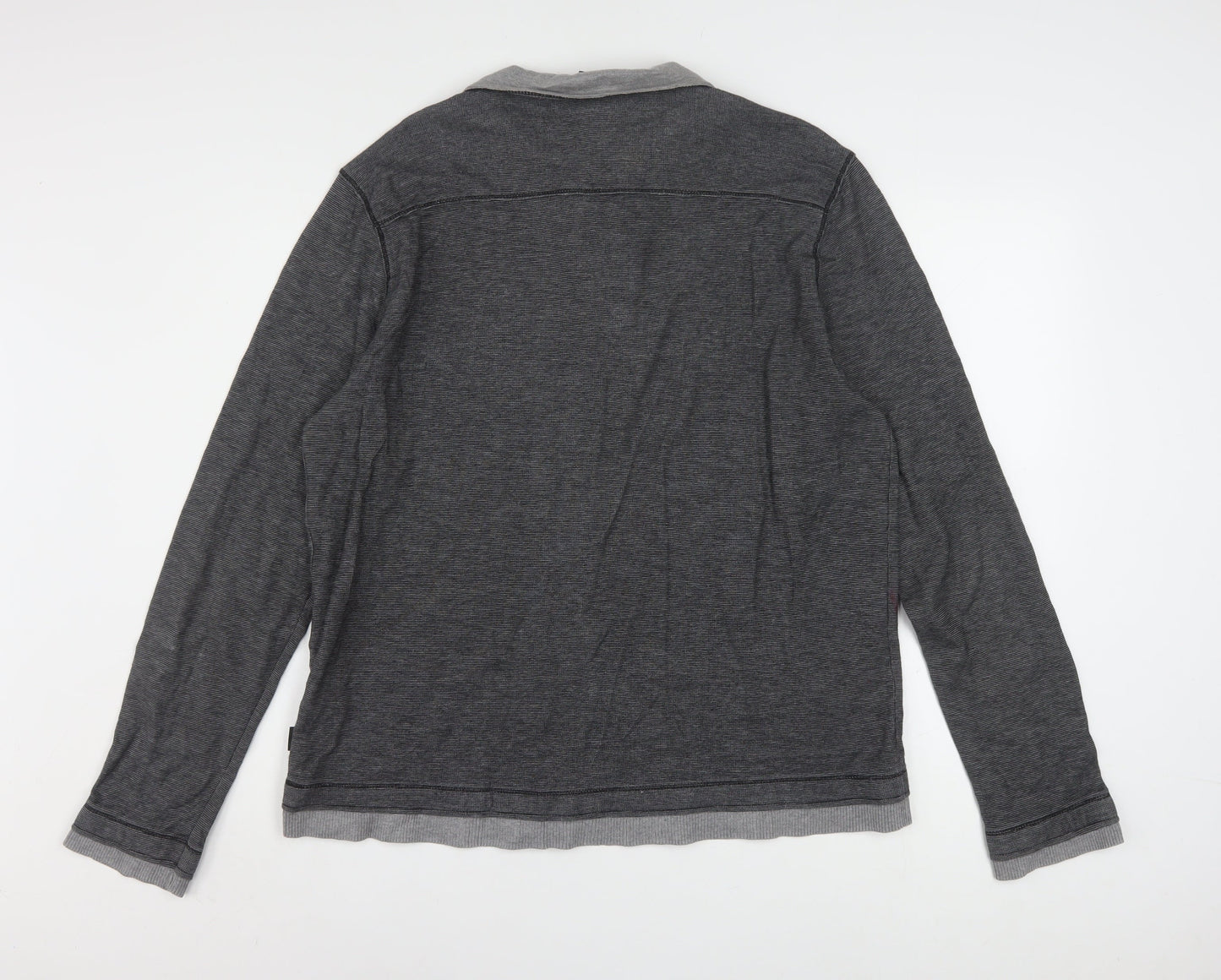 Hugo Boss Men's Grey Cotton Henley Jumper XL Long Sleeve Regular Fit