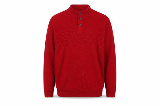 Chaps Men’s Red Cotton Henley Jumper XL Cable-Knit Classic