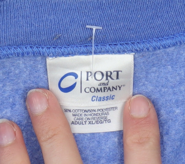 Port and Company Mens Blue XL Pullover Gym Graphic Sweatshirt