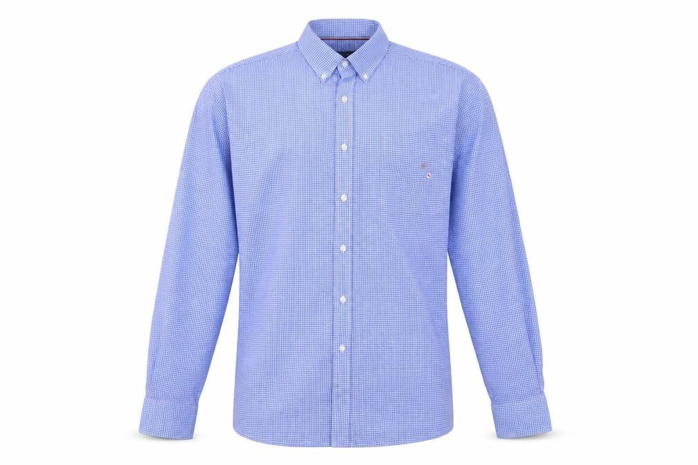 Tommy Hilfiger Men's Blue Check Button-Down Regular Fit Shirt Size L