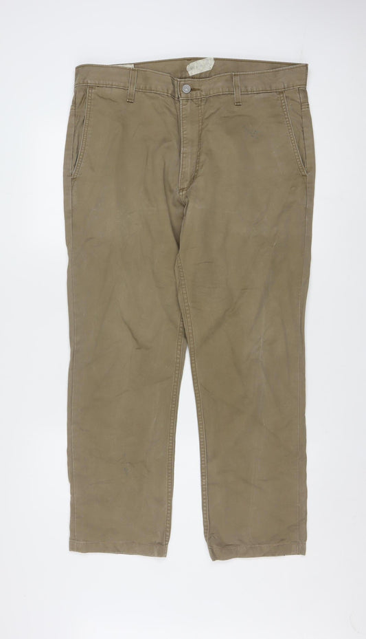 Levi Strauss Men's Beige Chino Trousers 36x32 Straight Fit