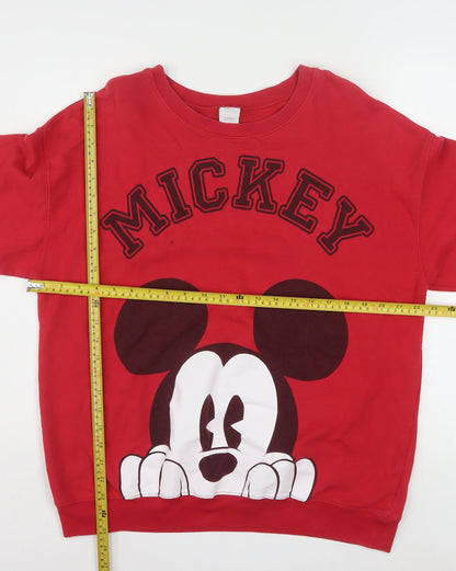 Back view of Disney girls’ red mickey mouse xl sweatshirt cotton blend pullover